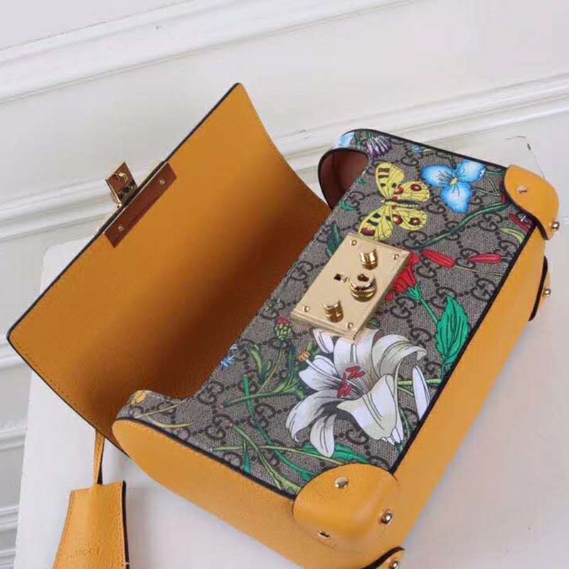 G*u*i gg women padlock gg flora small bamboo shoulder-beige