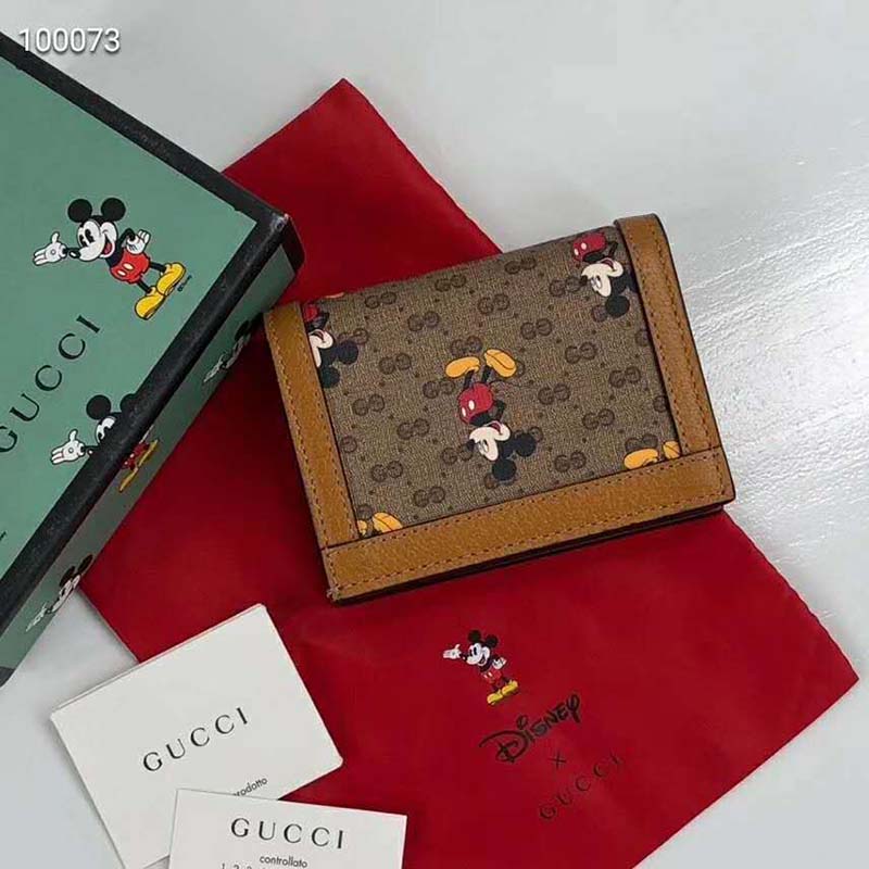 G*u*i gg unisex disney x G*u*i card case wallet-brown