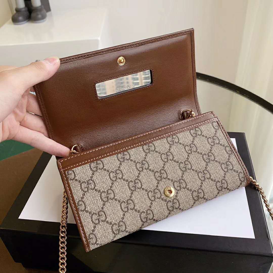 G*u*i gg unisex G*u*i 1955 horsebit wallet with chain-brown