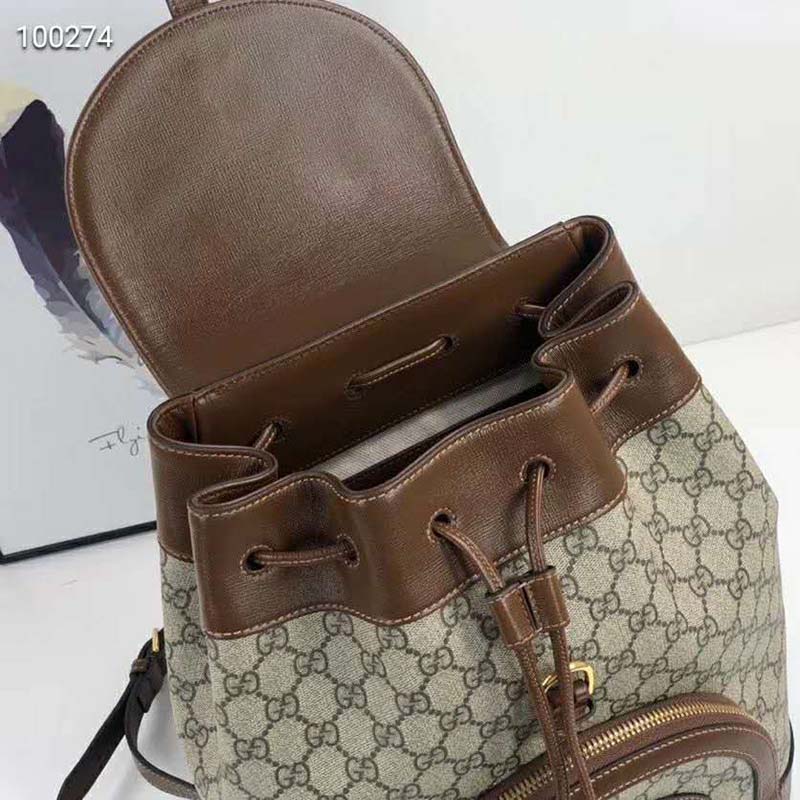 G*u*i gg unisex G*u*i 1955 horsebit backpack beige/ebony supreme canvas