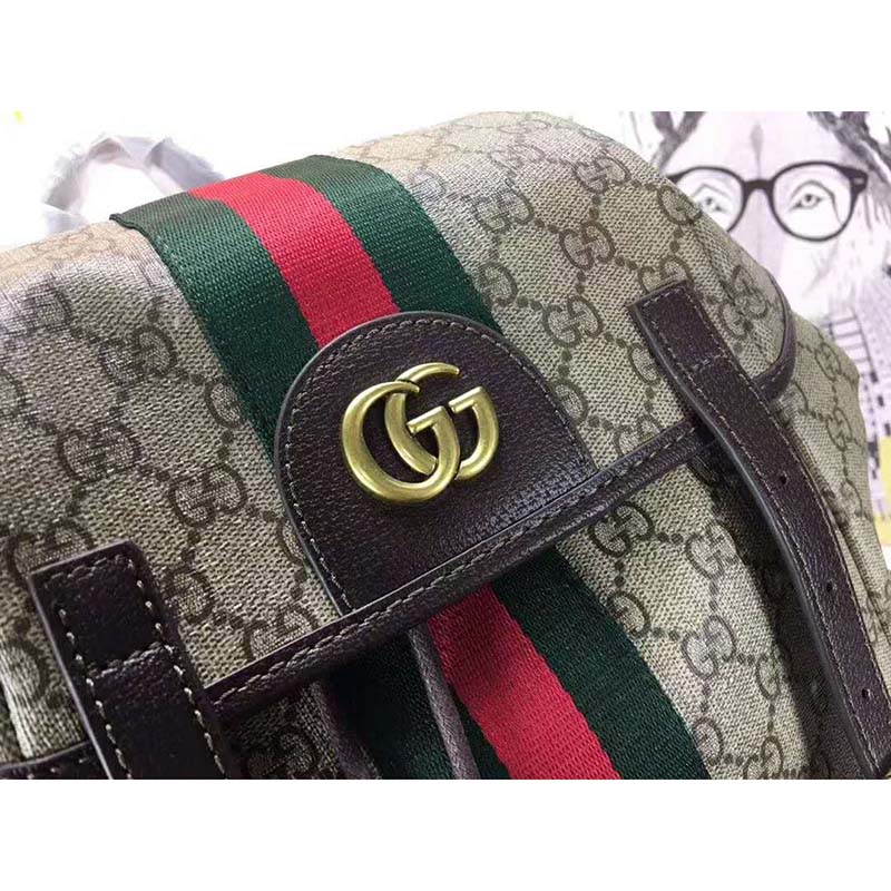 G*u*i gg unisex ophidia gg medium backpack beige/ebony supreme canvas
