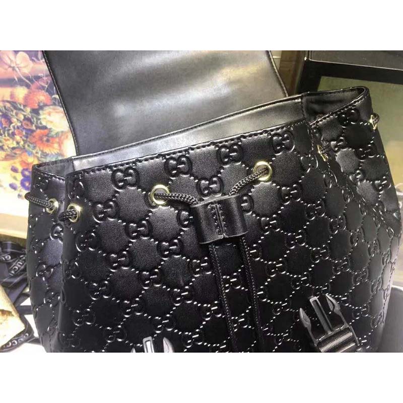 G*u*i gg unisex gg embossed backpack black gg embossed leather