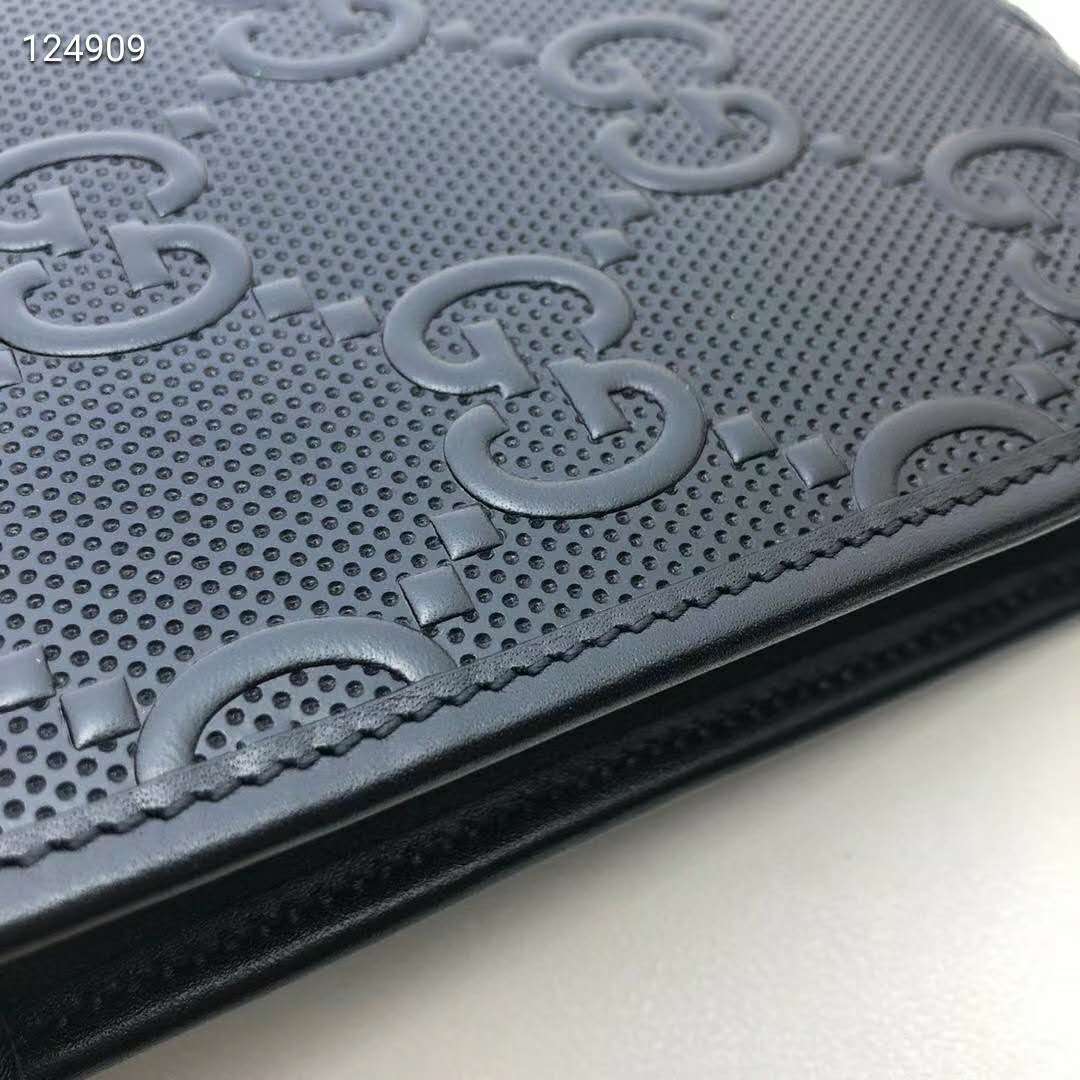 G*u*i gg unisex gg embossed mini bag black embossed leather