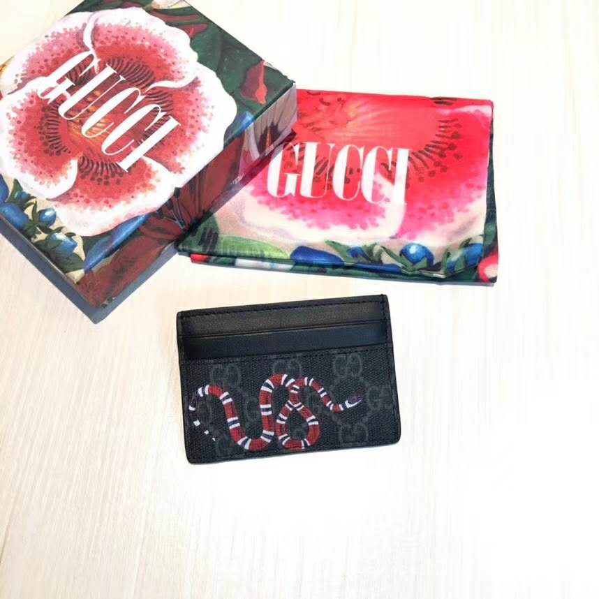 G*u*i gg unisex kingsnake print gg supreme card case-black