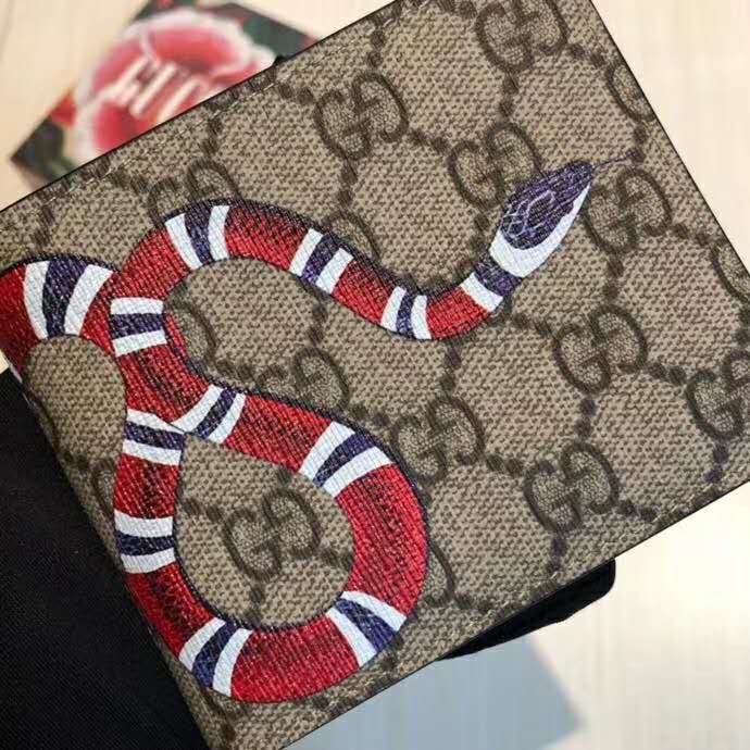 G*u*i gg unisex kingsnake print gg supreme coin wallet-beige