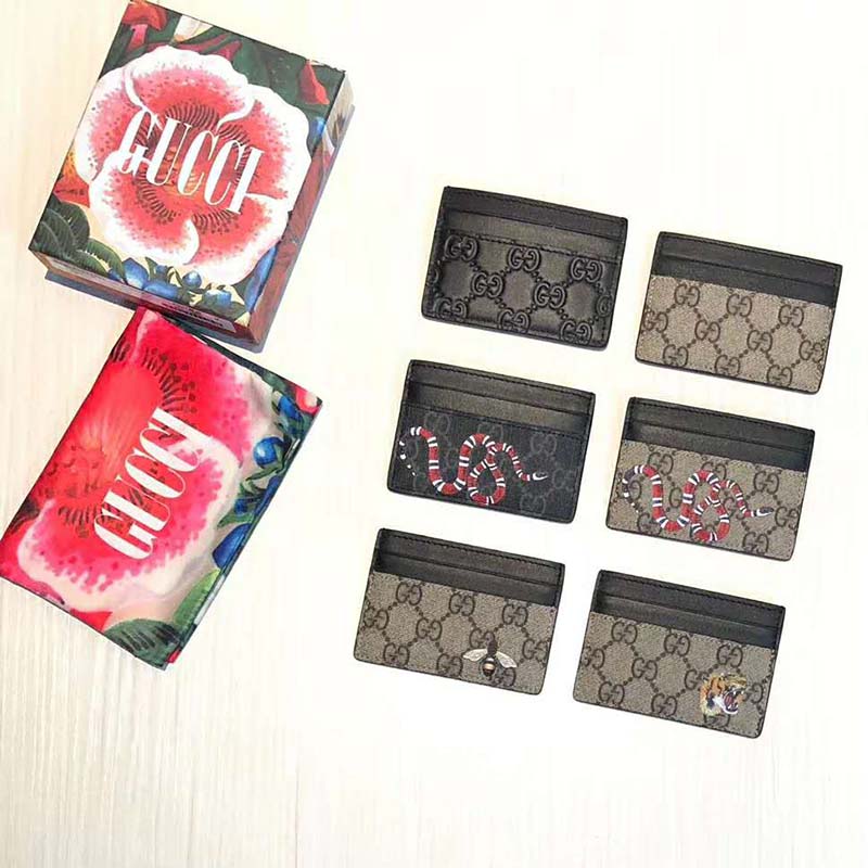 G*u*i gg unisex tiger print gg supreme card case-beige