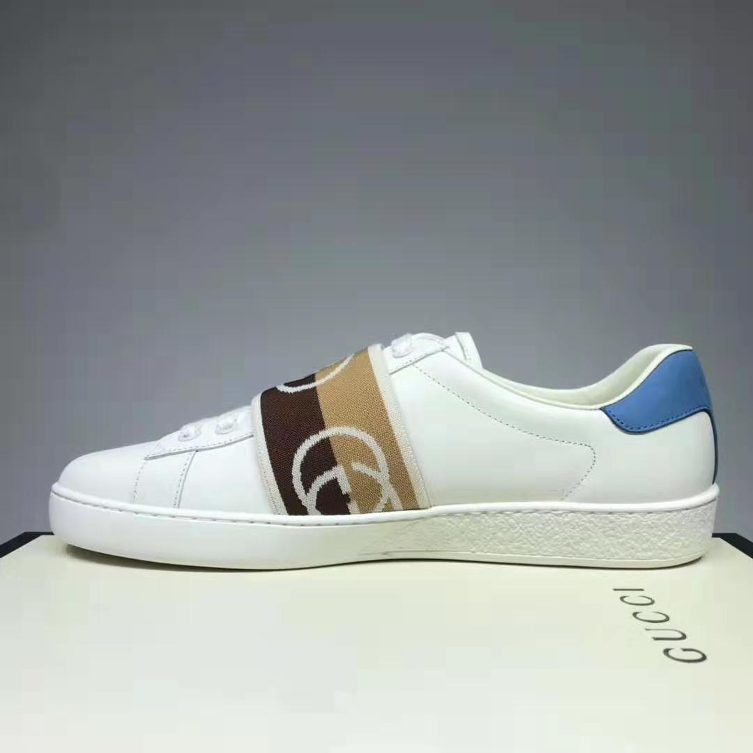 G*u*i gg unisex ace sneaker with interlocking g white leather 1.5 cm heel