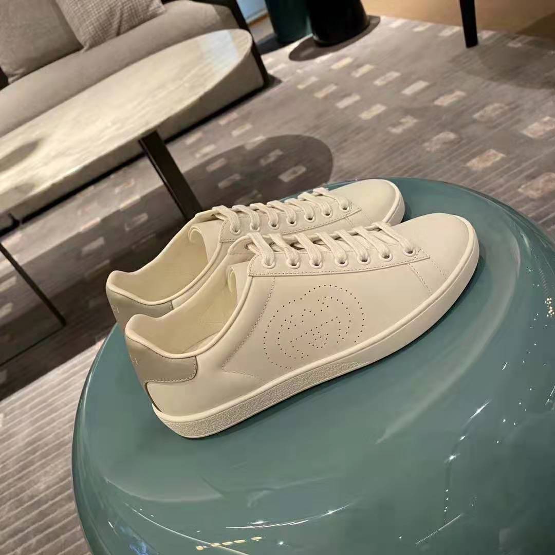 G*u*i gg unisex ace sneaker with interlocking g white leather