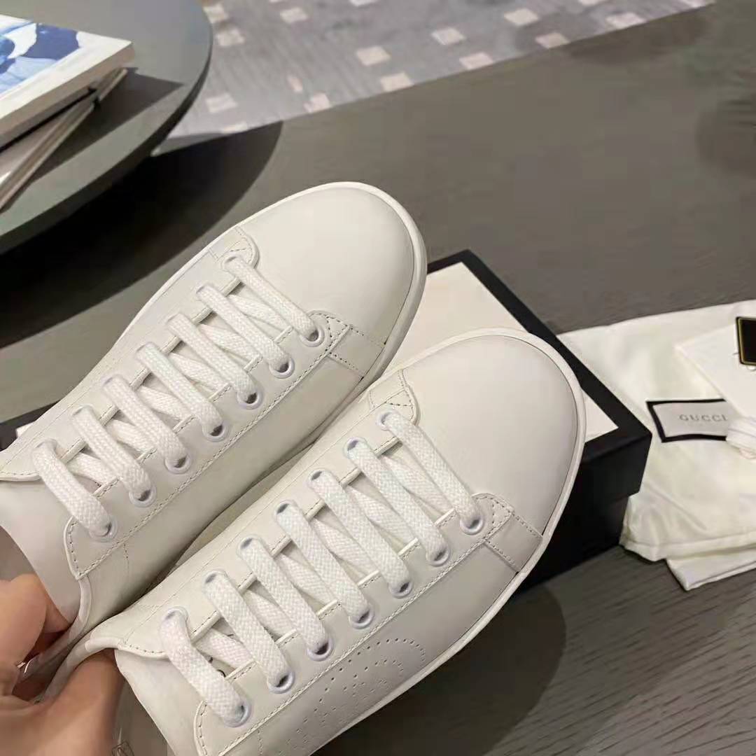 G*u*i gg unisex ace sneaker with interlocking g white scrap less leather