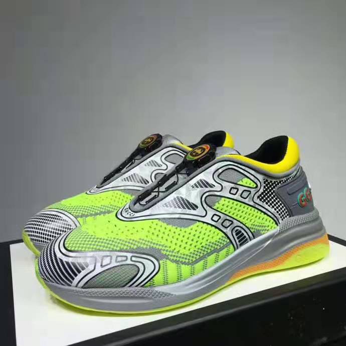 G*u*i gg unisex ultrapace r sneaker knit fabric interlocking double g 3 cm heel-lime