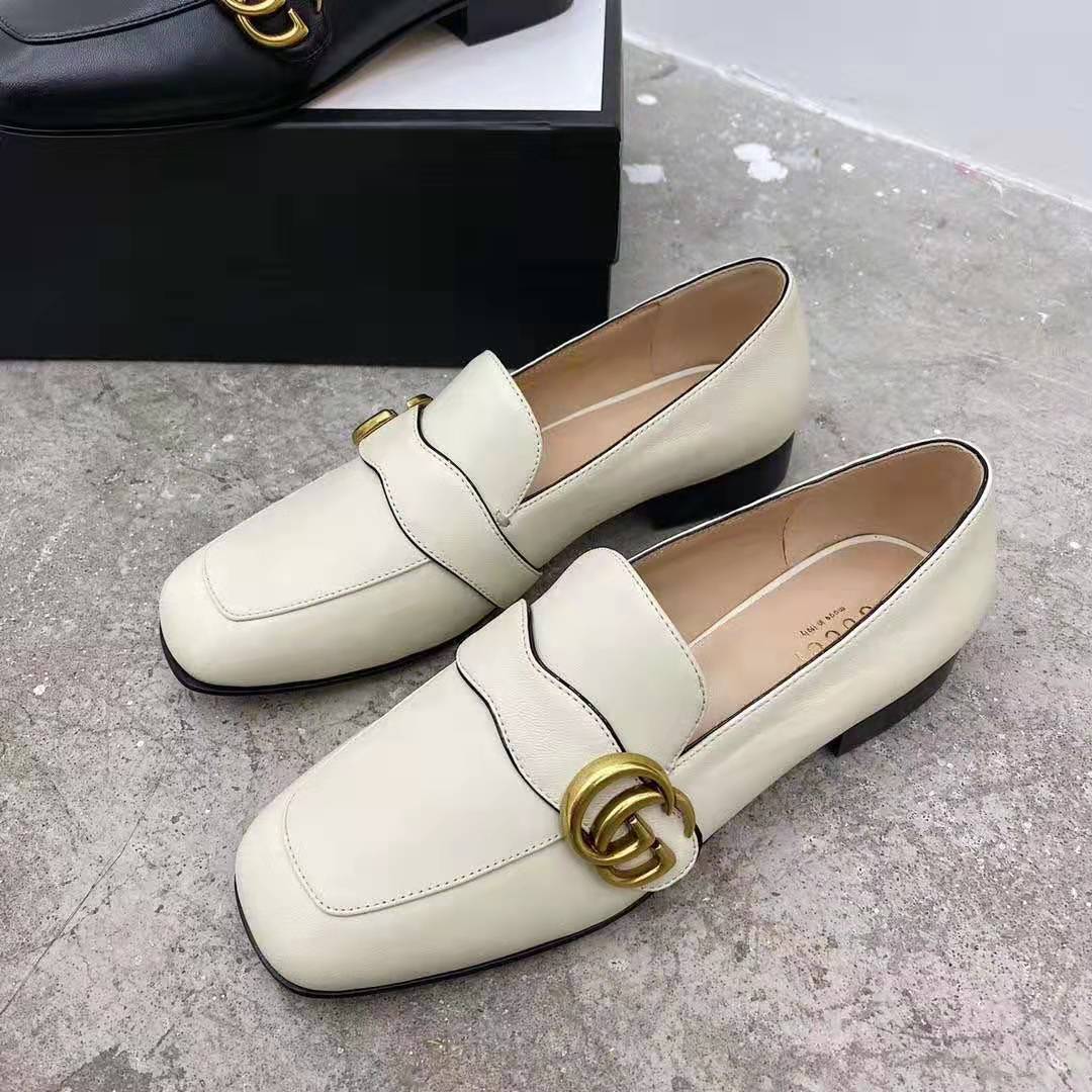 G*u*i gg women’s loafer with double g white leather 2.5 cm heel