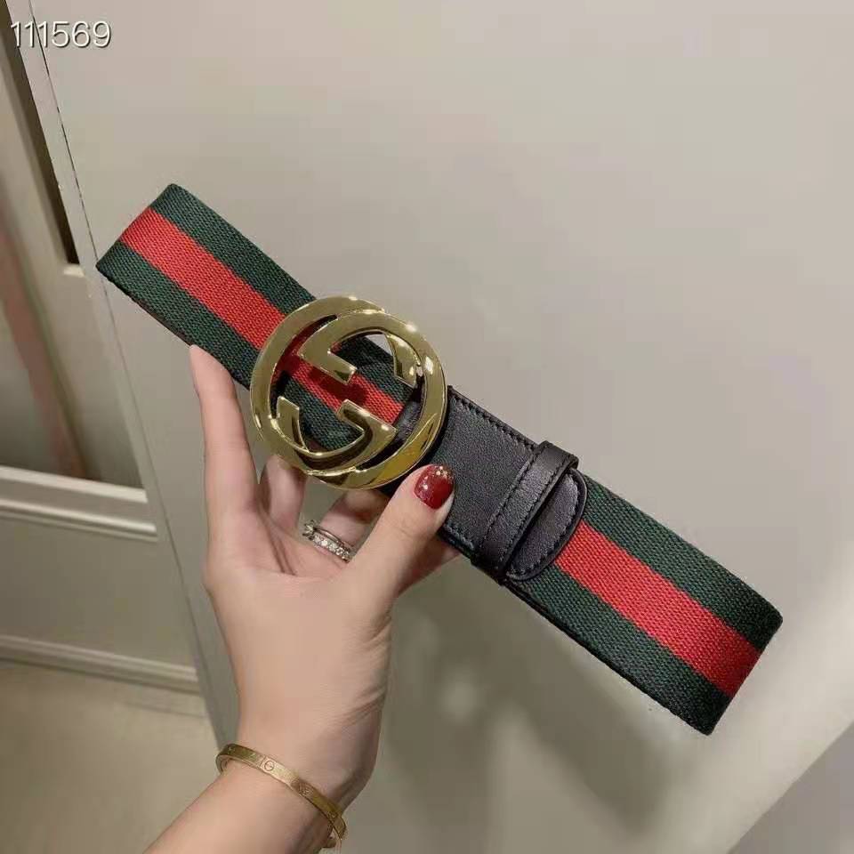 G*u*i gg unisex web belt with g buckle interlocking g 4 cm width
