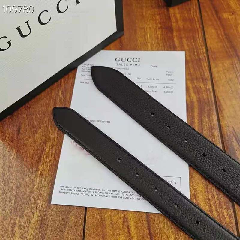 G*u*i unisex leather belt with interlocking g buckle 4 cm width black leather