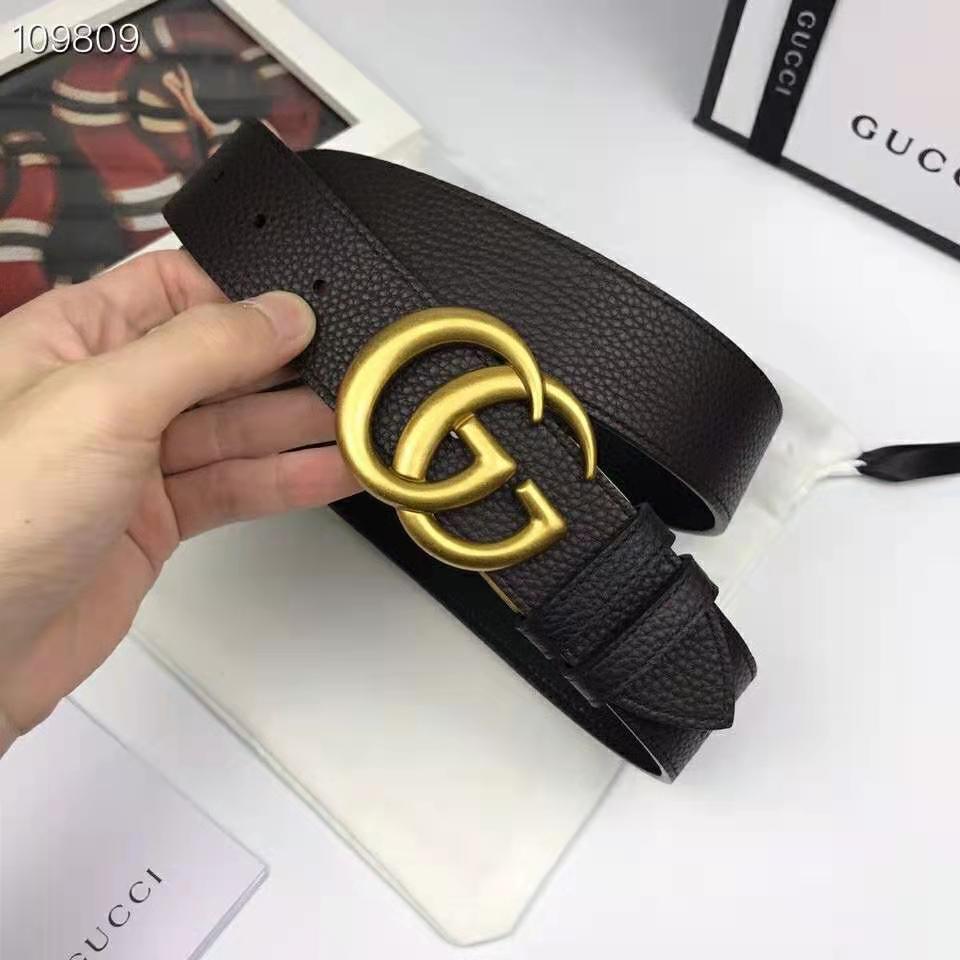 G*u*i unisex reversible leather belt with double g buckle 4 cm width-black