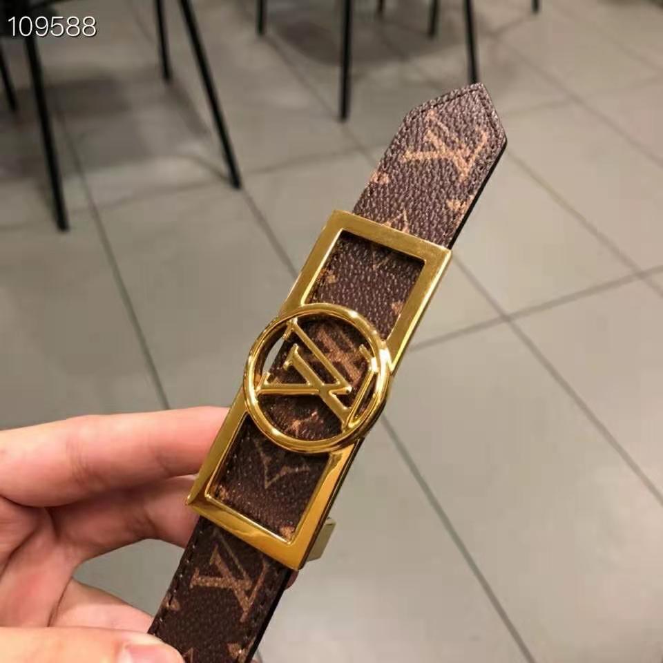Louis Vuitton Unisex Dauphine 25mm Reversible Belt Monogram Canvas Calf-Brown