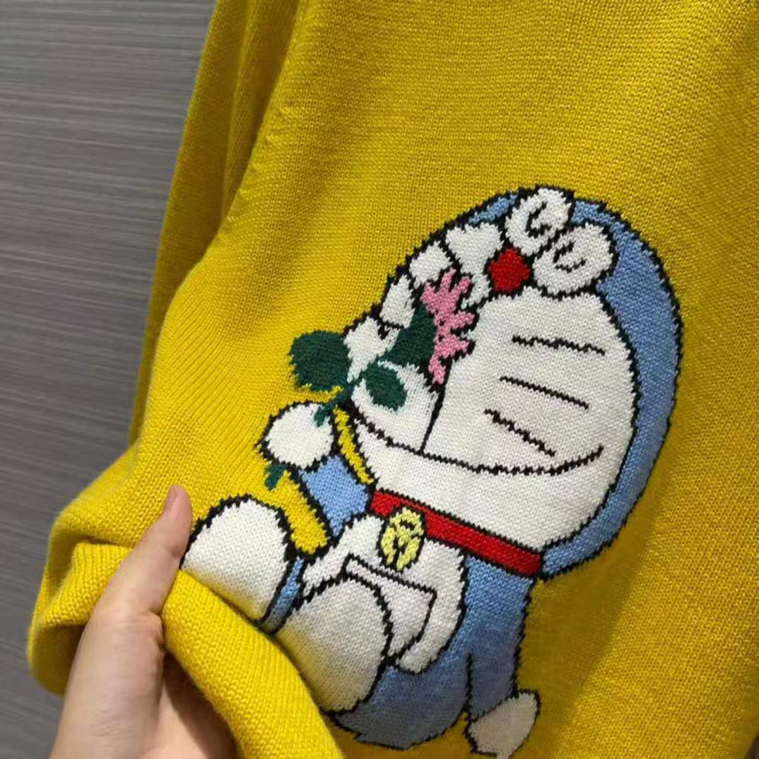 G*u*i men doraemon x G*u*i wool sweater yellow wool crewneck