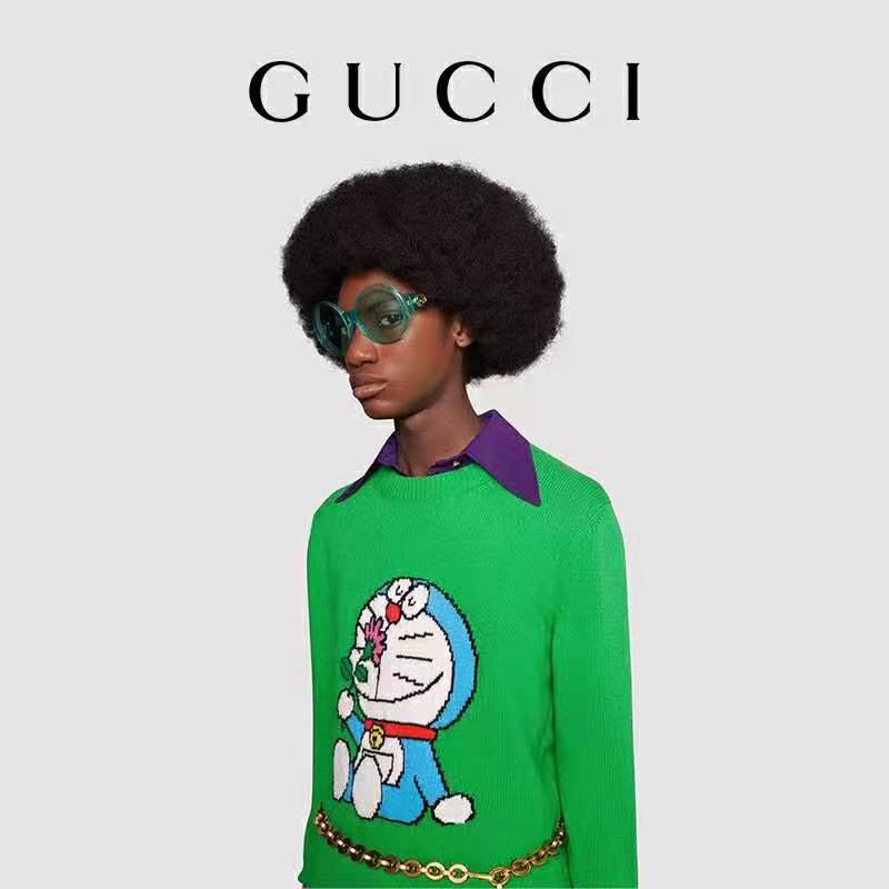 G*u*i women doraemon x G*u*i wool sweater green wool crewneck