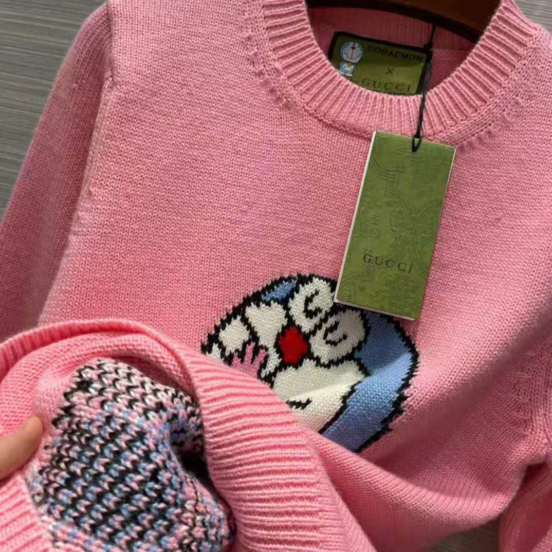 G*u*i women doraemon x G*u*i wool sweater pink wool crewneck
