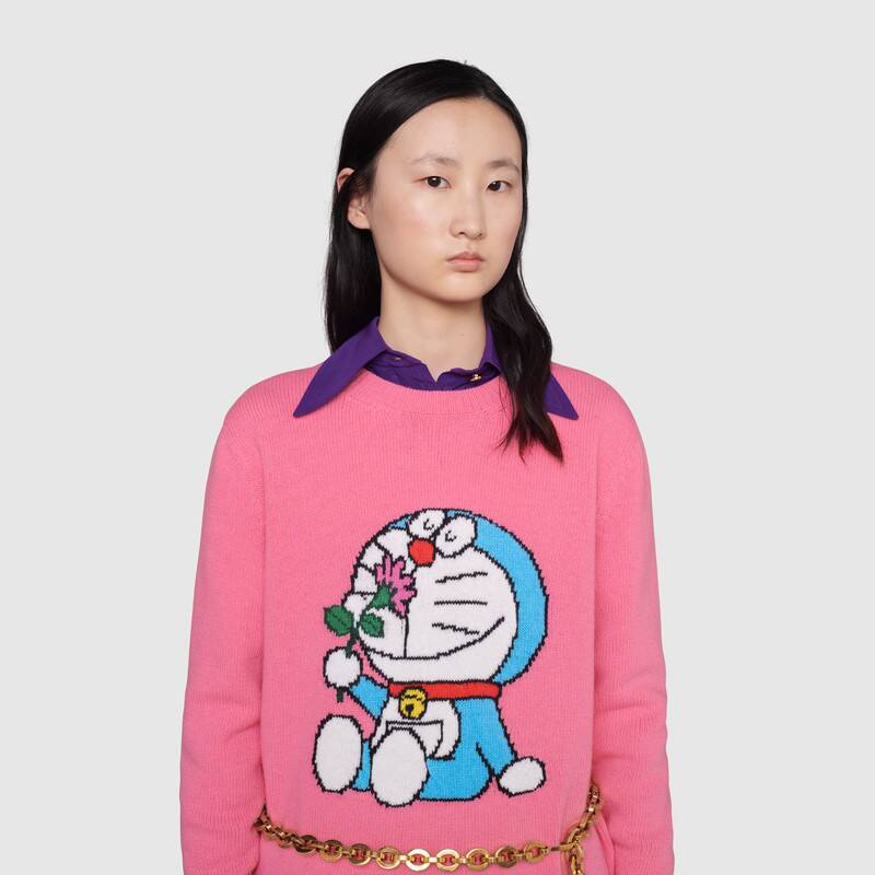 G*u*i women doraemon x G*u*i wool sweater pink wool crewneck