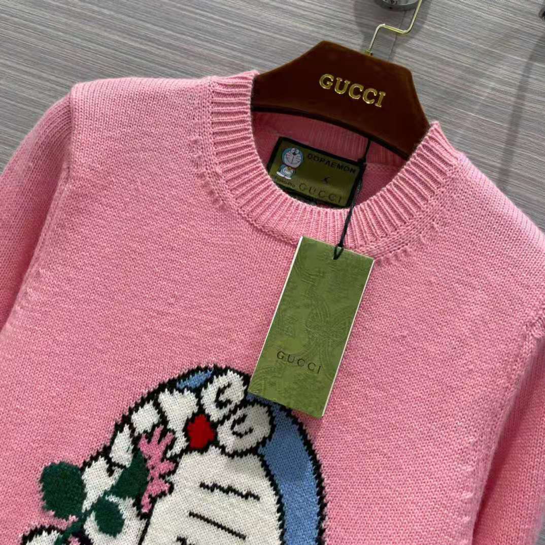 G*u*i women doraemon x G*u*i wool sweater pink wool crewneck