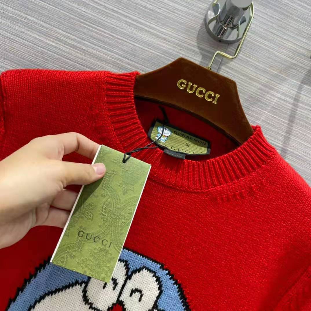 G*u*i women doraemon x G*u*i wool sweater red wool crewneck