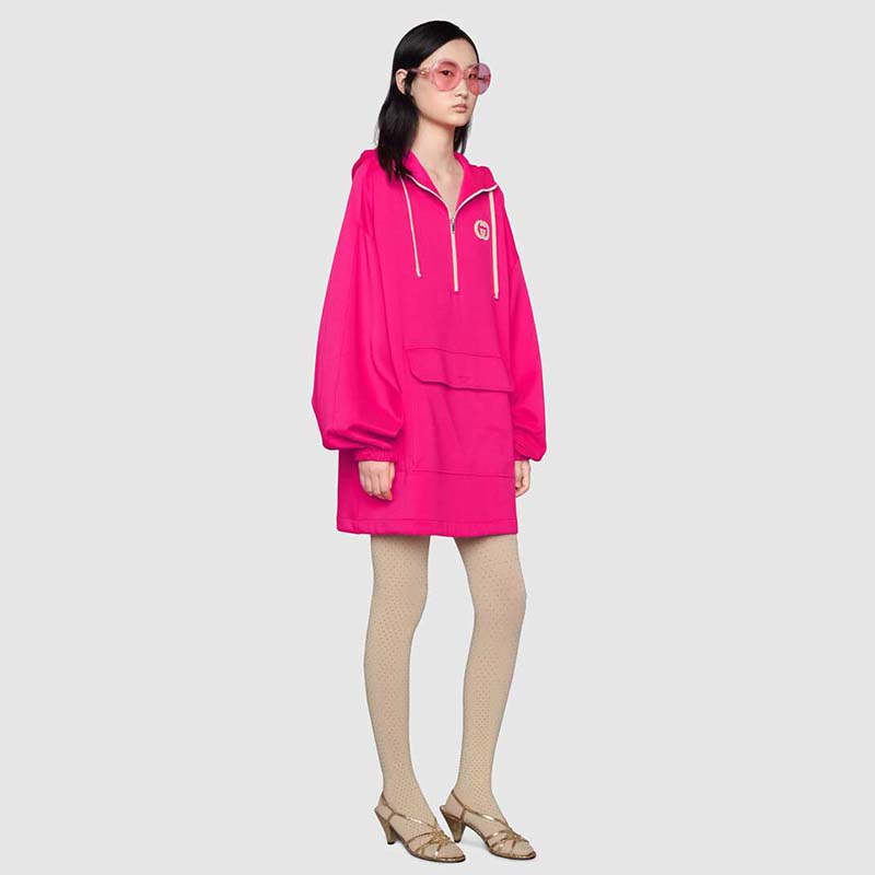G*u*i women polyester jersey hooded sweatshirt interlocking g fixed hood-pink