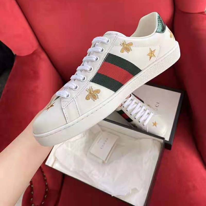 G*u*i gg unisex ace embroidered sneaker green and red web