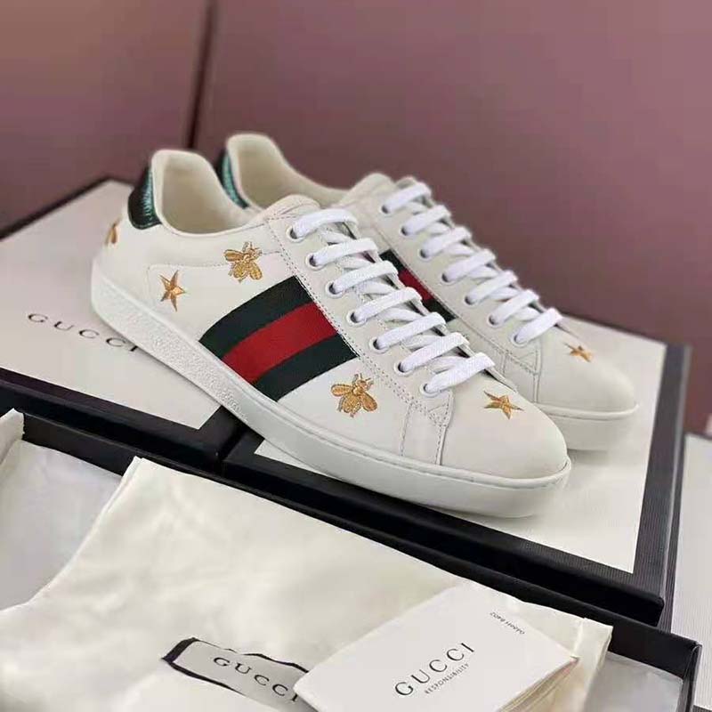 G*u*i gg unisex ace embroidered sneaker green and red web