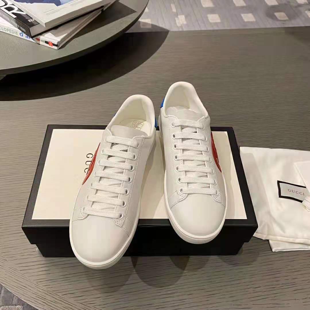 G*u*i gg unisex ace sneaker with interlocking g white leather 1.5 cm heel