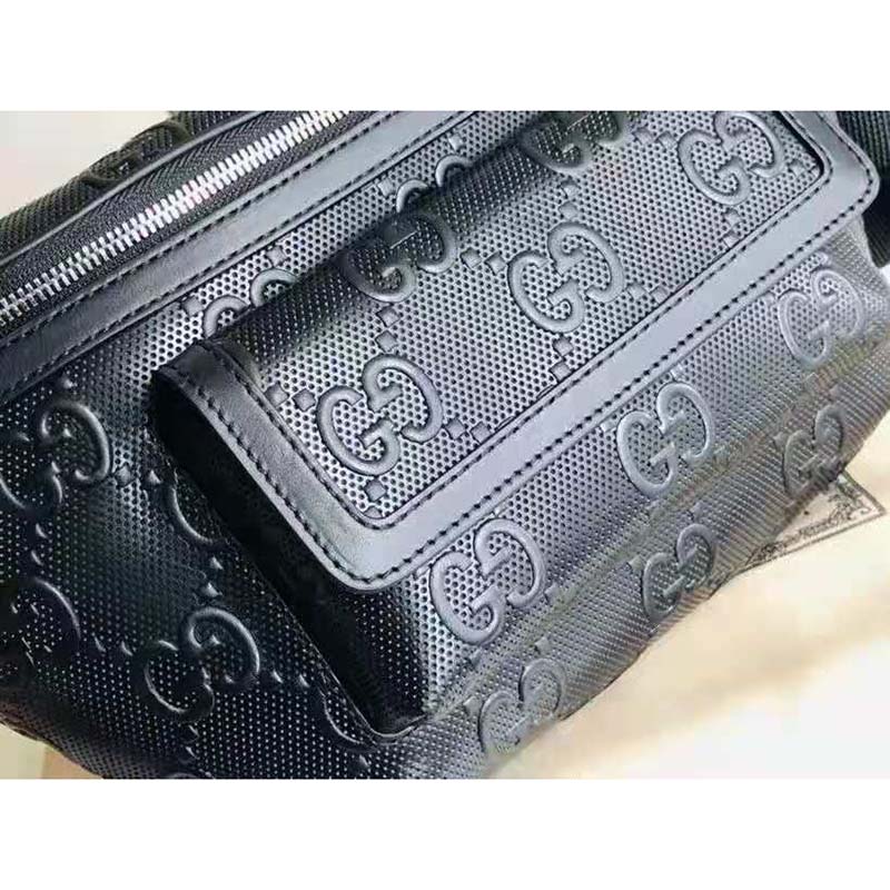 G*u*i gg unisex white embossed belt bag tonal leather