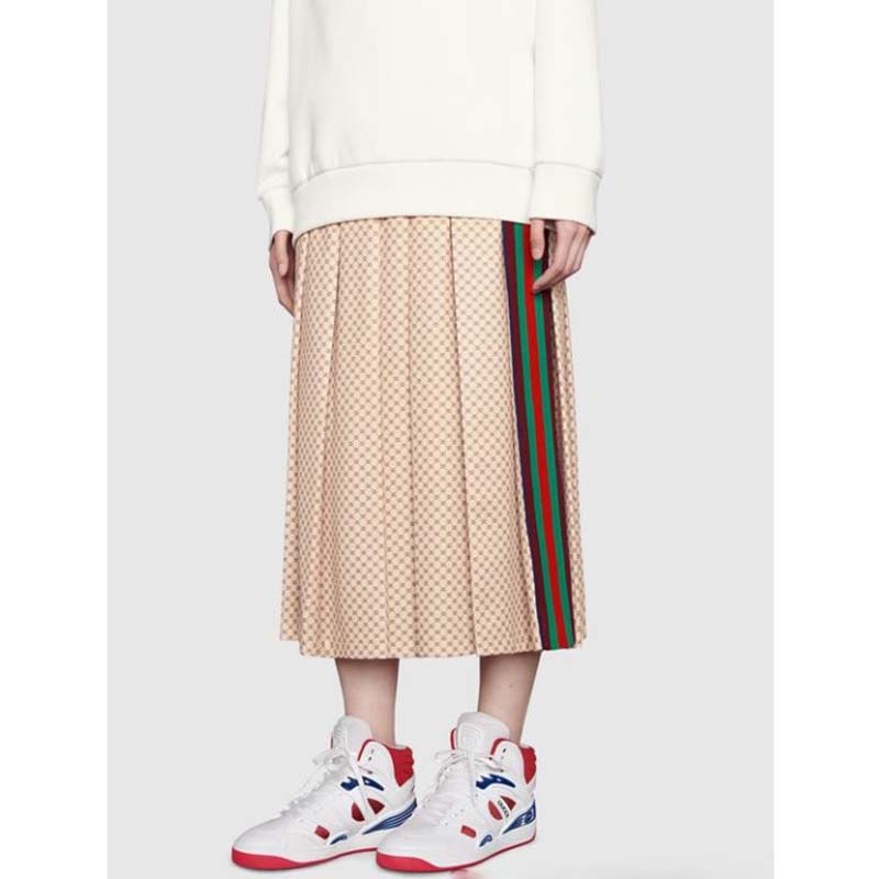 G*u*i gg unisex G*u*i basket sneaker white and red mesh rubber interlocking g patch
