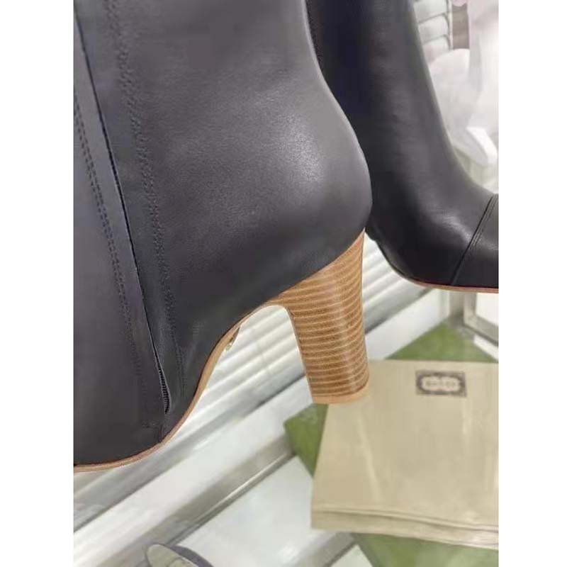 G*u*i gg women ankle boot with interlocking g black leather 9 cm heel