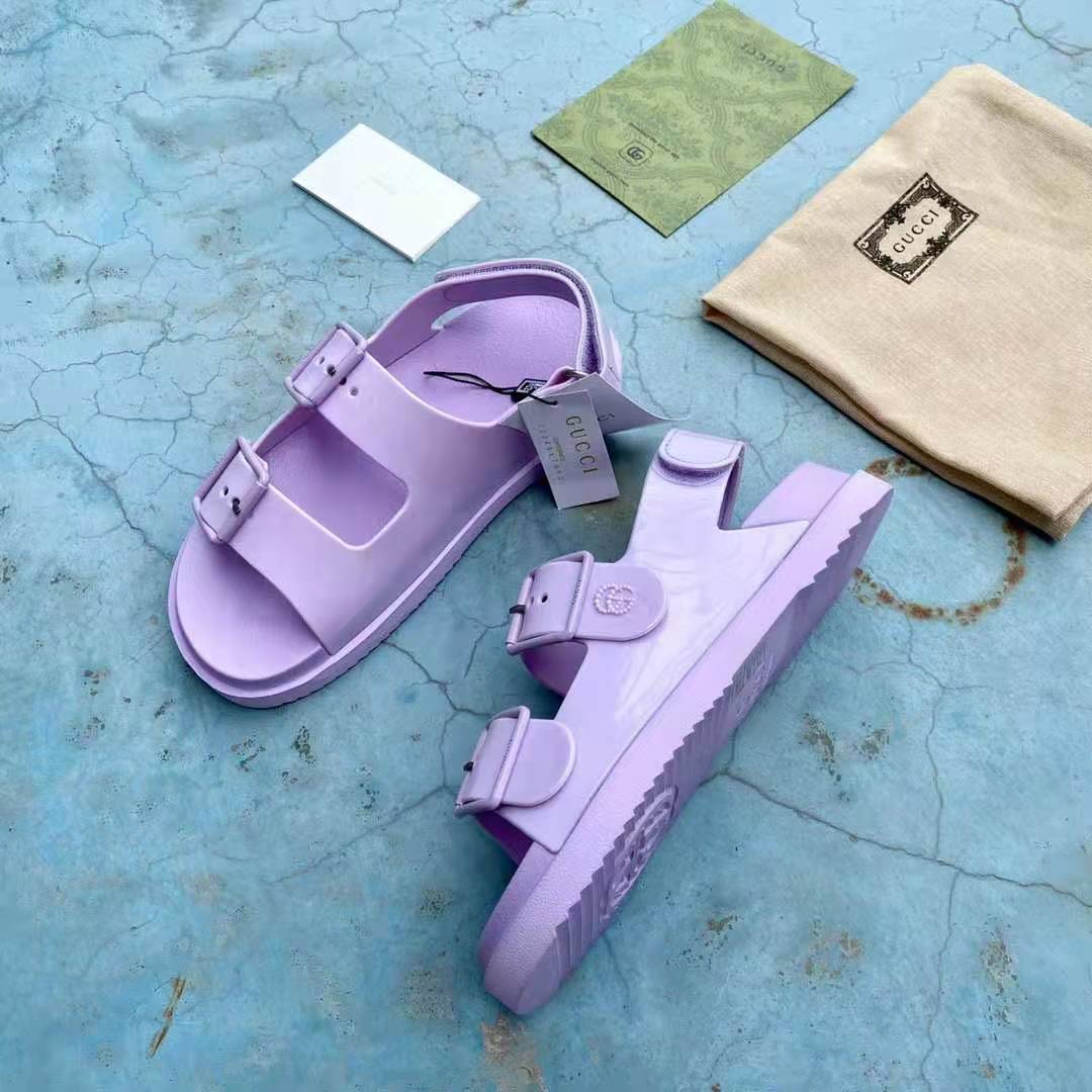G*u*i gg women sandal with mini double g lilac rubber