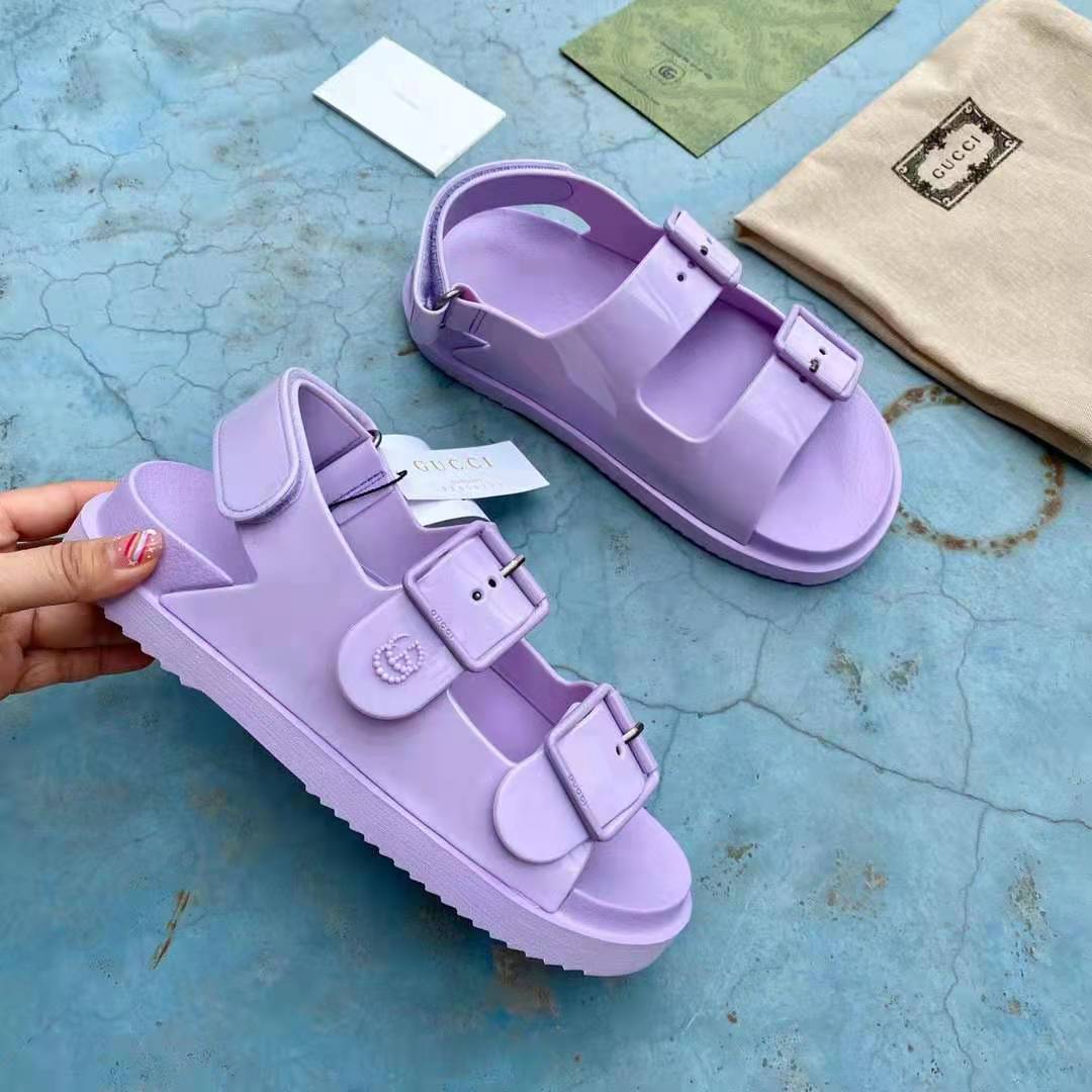 G*u*i gg women sandal with mini double g lilac rubber