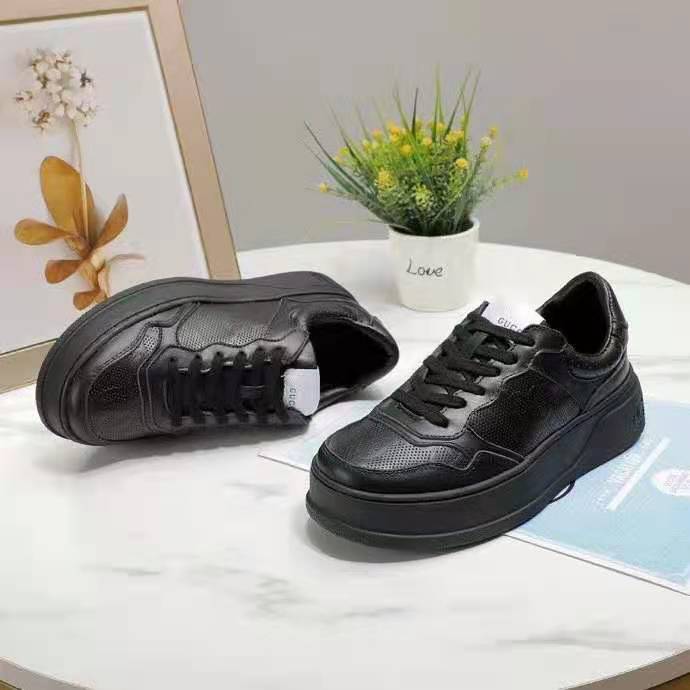 G*u*i gg unisex G*u*i jive sneaker black gg embossed leather smooth leather