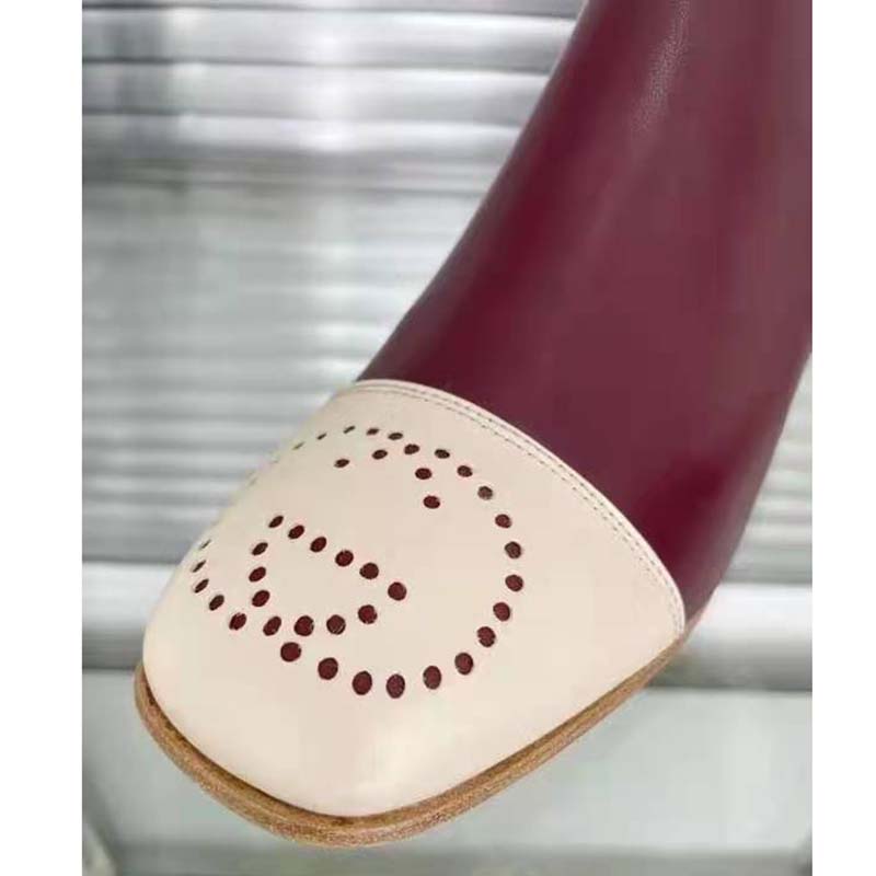 G*u*i gg women boot with interlocking g red leather with oatmeal tip