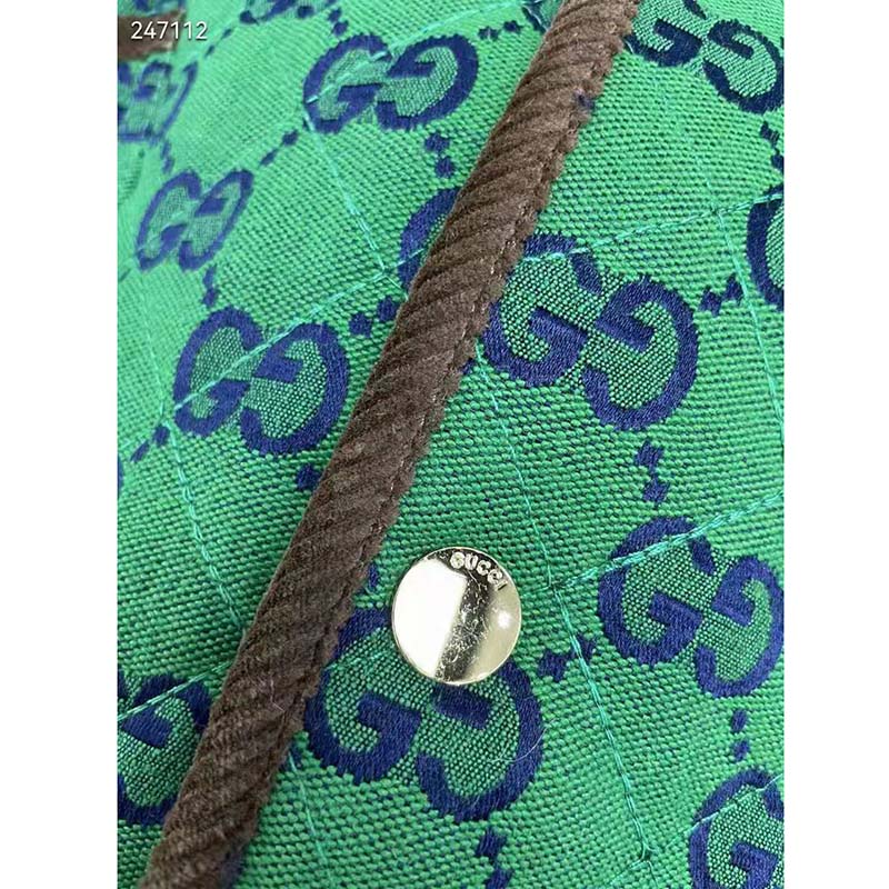G*u*i women G*u*i 100 quilted gg jacket green blue quilted gg canvas