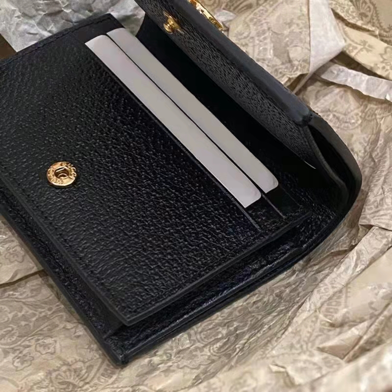 G*u*i gg unisex gg marmont berry card case wallet black double g