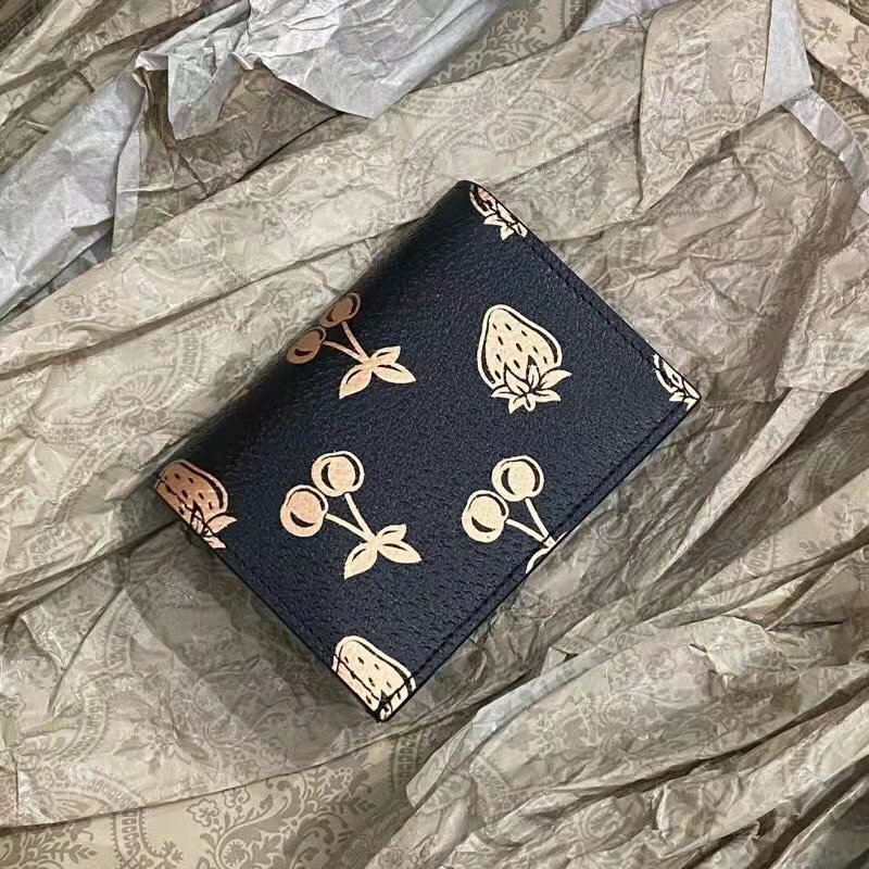 G*u*i gg unisex gg marmont berry card case wallet black double g