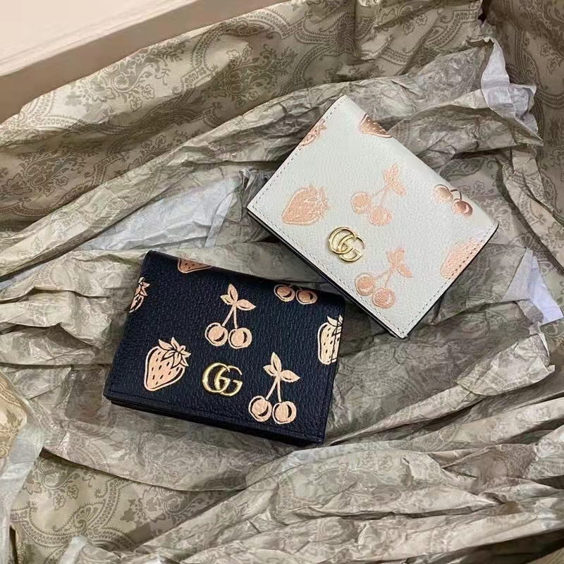 G*u*i gg unisex gg marmont berry card case wallet black double g