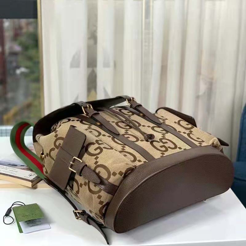 G*u*i unisex backpack jumbo gg camel ebony canvas brown leather