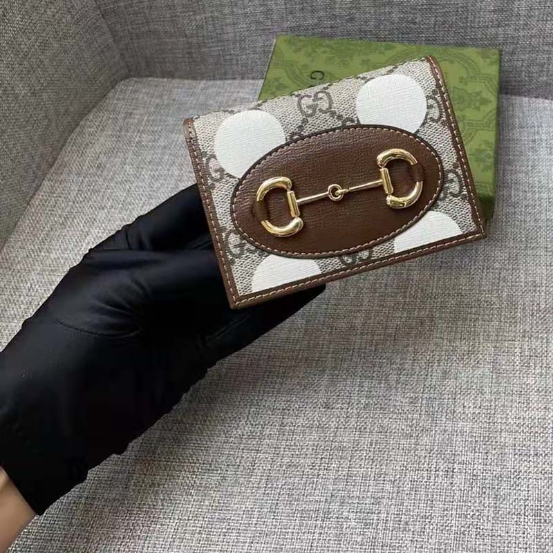 G*u*i men horsebit 1955 card case wallet beige ebony gg supreme canvas