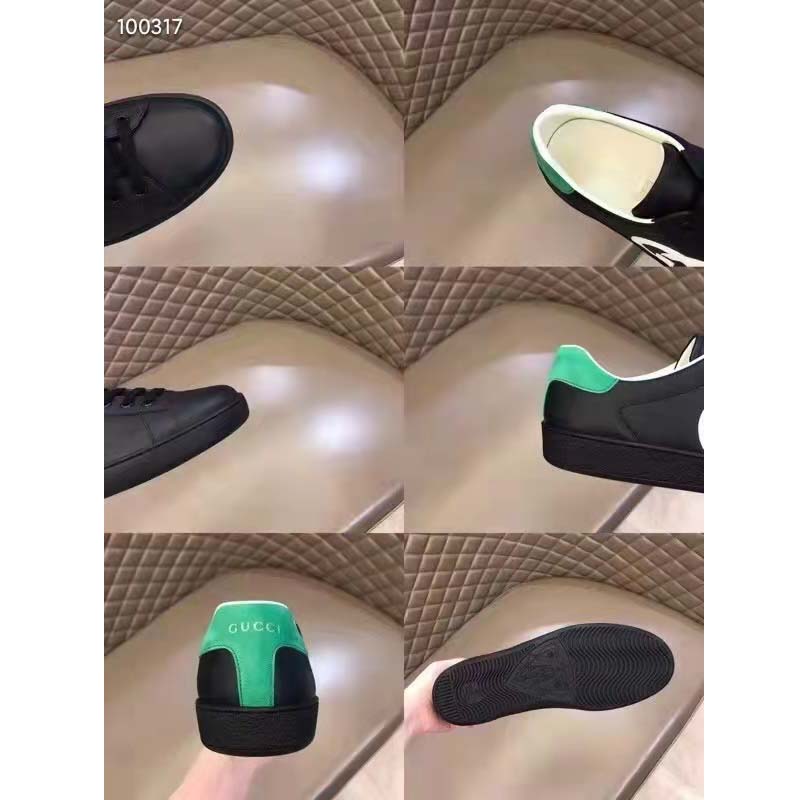 G*u*i gg unisex ace sneaker interlocking g black leather 1.5 cm heel