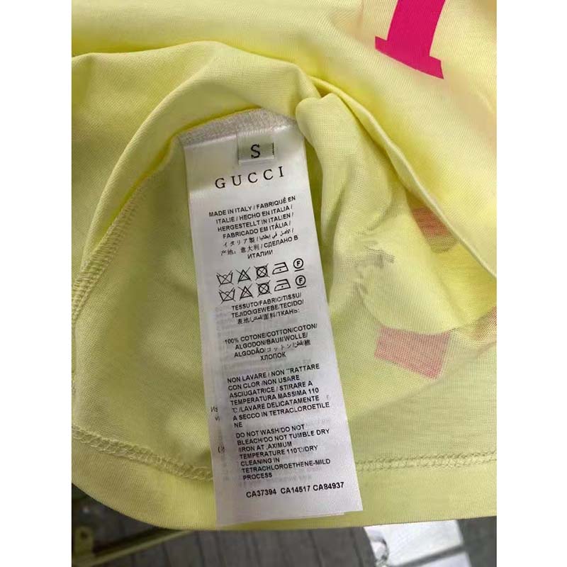 G*u*i men gg tiger interlocking g t-shirt yellow cotton jersey flower crewneck oversize fit