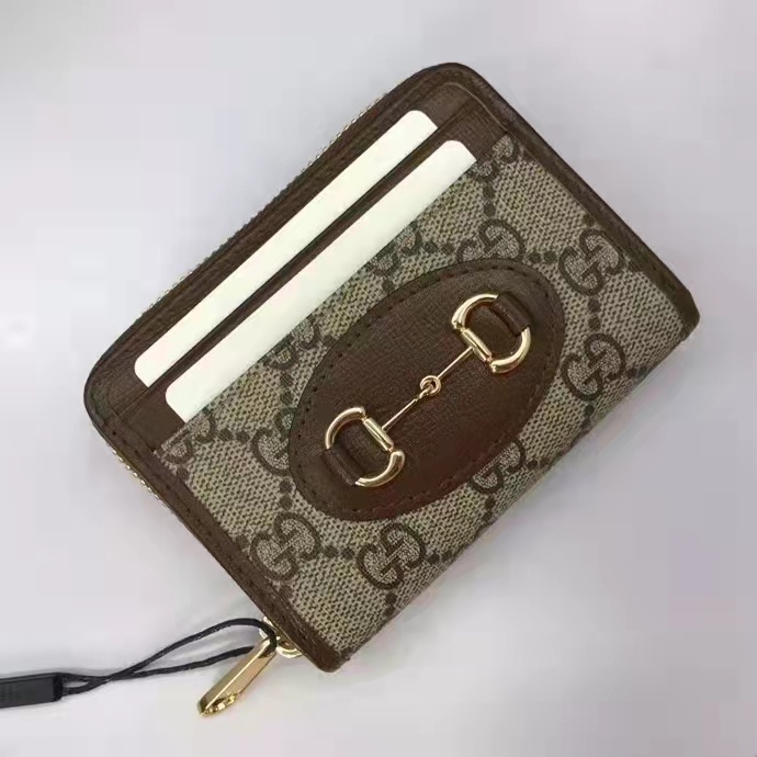 G*u*i unisex 1955 horsebit card case wallet beige ebony gg supreme canvas