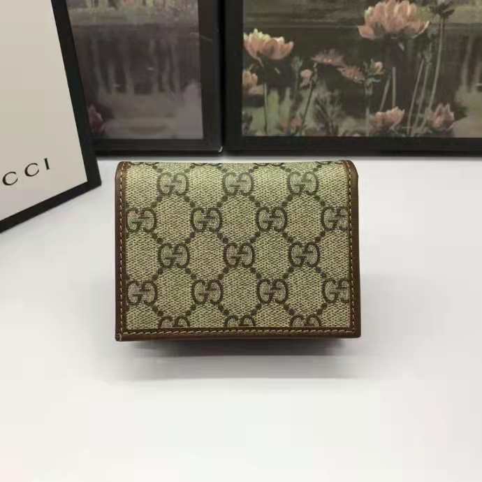 G*u*i unisex 1955 horsebit key case wallet beige ebony gg supreme canvas