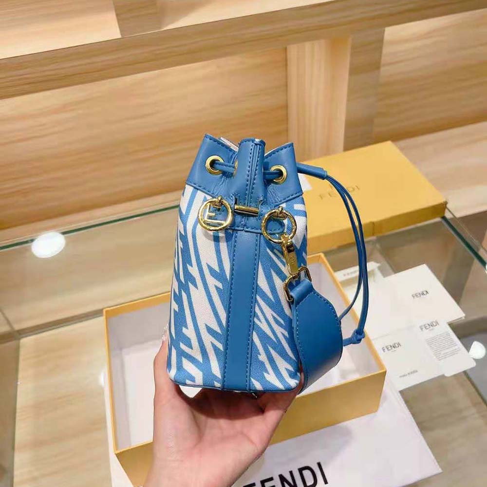 Fendi Women Mon Tresor Glazed Canvas Mini-Bag-Blue