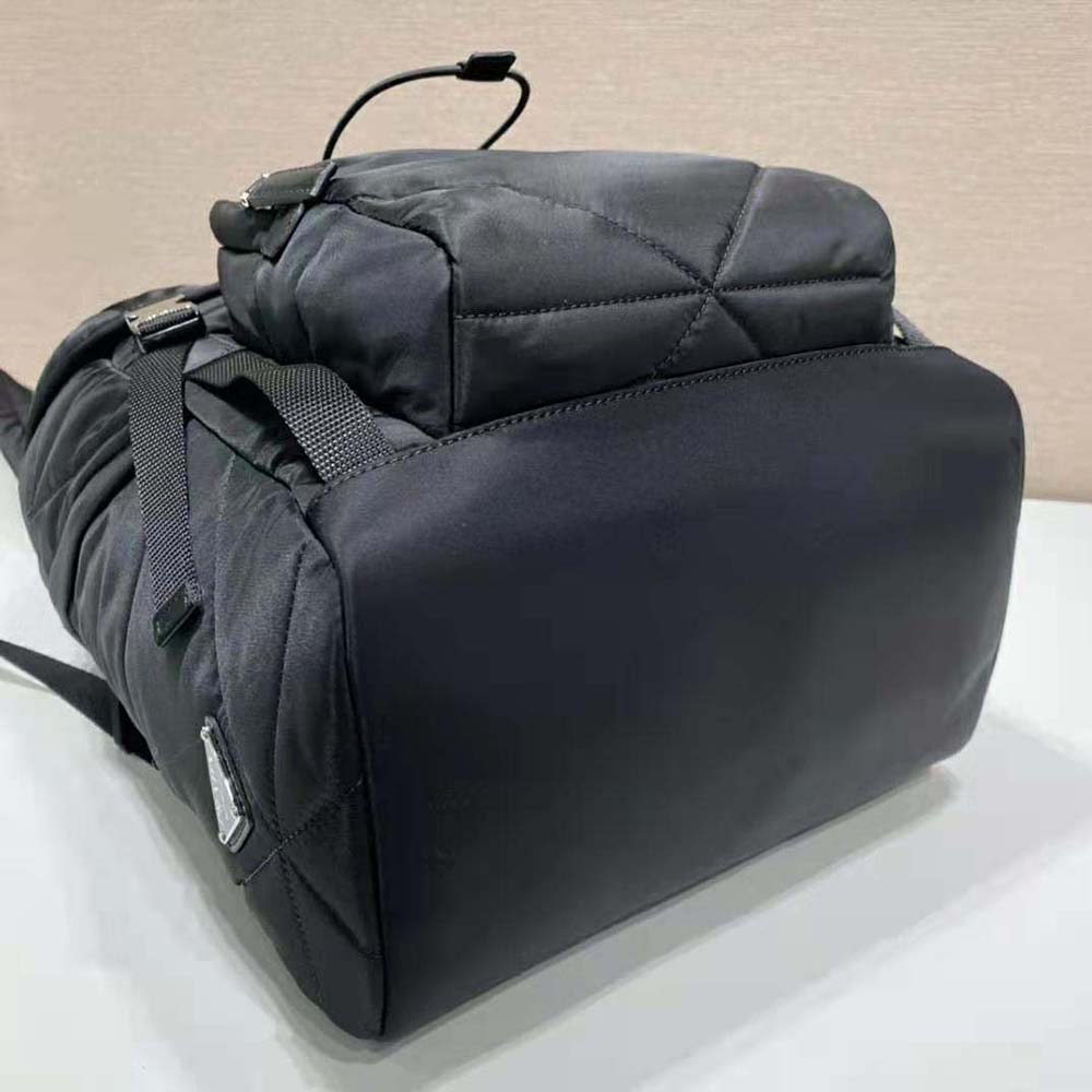 Prada Unisex Re-Nylon Padded Backpack with Hood-Black