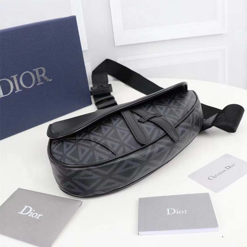 dior unisex cd mini saddle bag black cd Di*m*nd canvas smooth calfskin