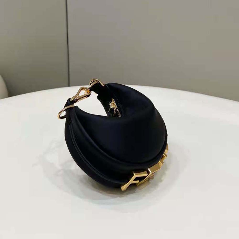 Fendi Women Nano Fendigraphy Black Leather Charm